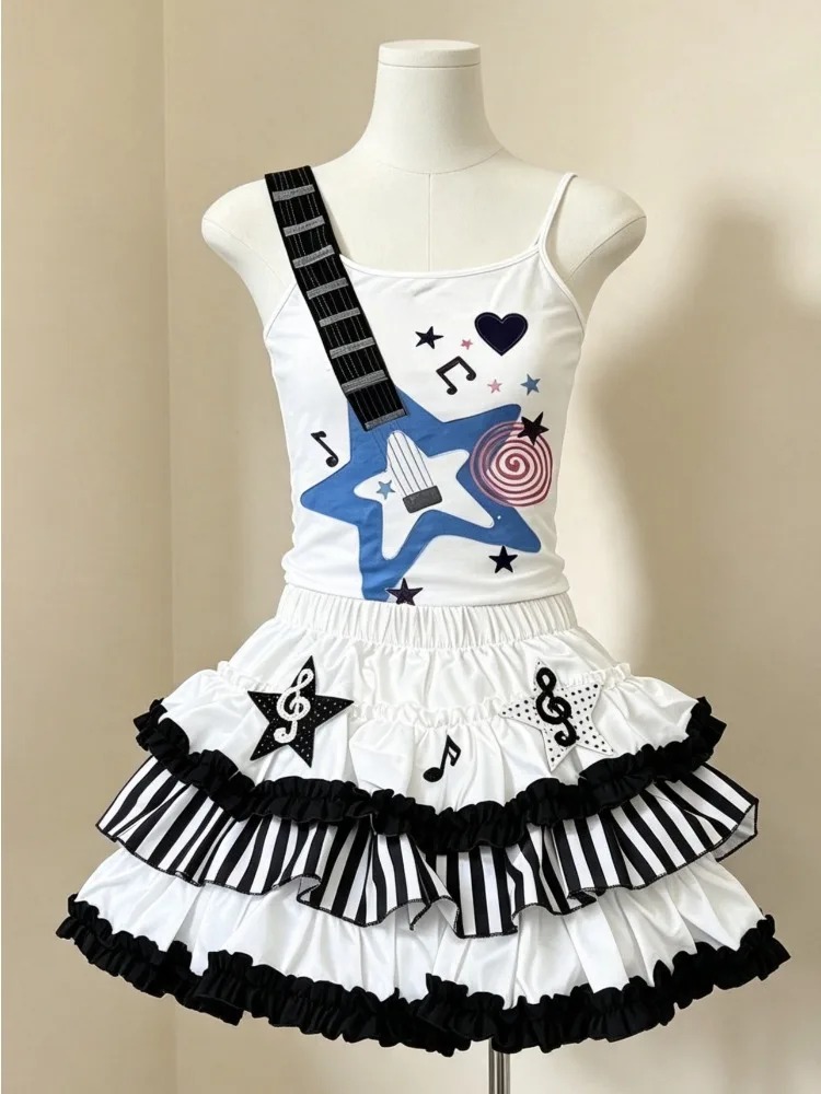 Retro 2000s Harajuku Two Piece - Cami Top Lace recension och pris