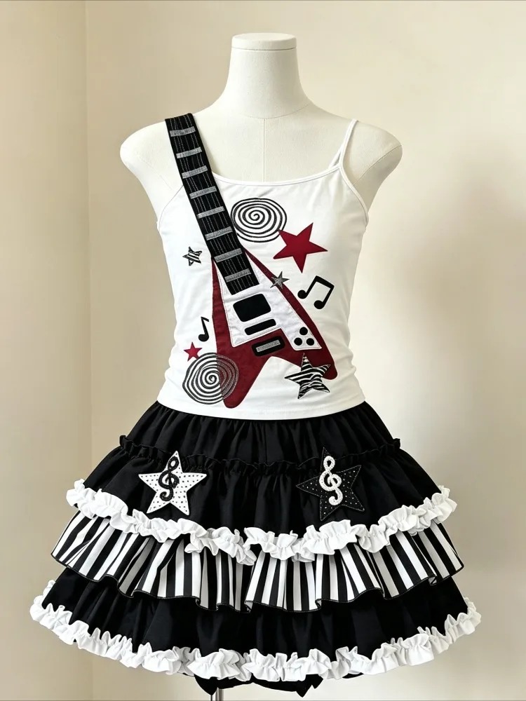 Retro 2000s Harajuku Two Piece - Cami Top Lace recension och pris